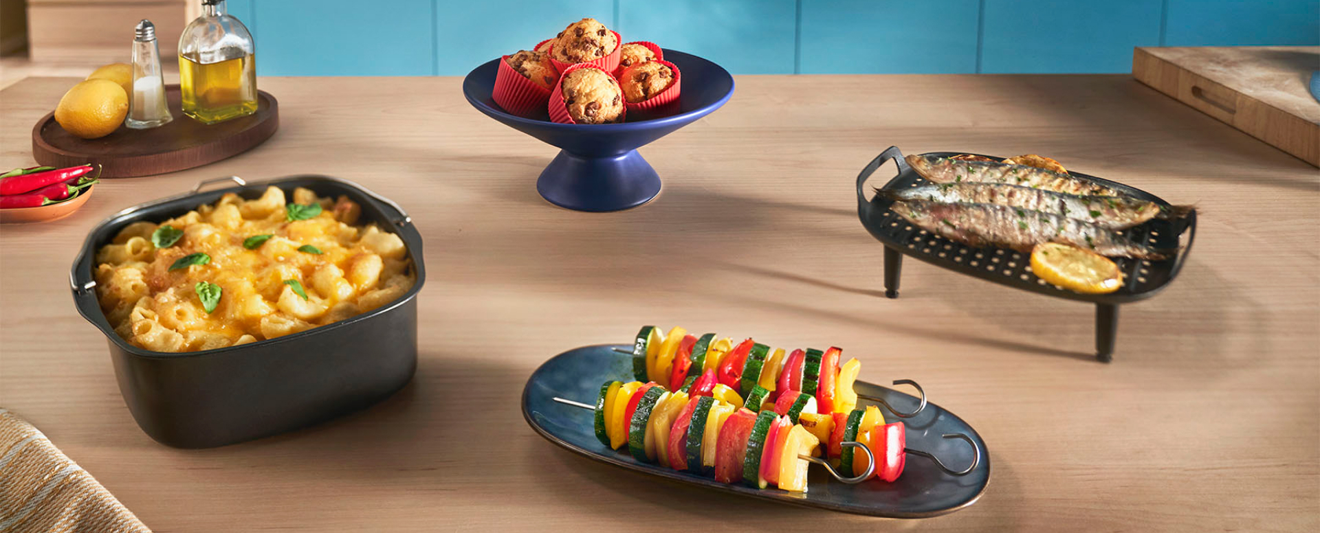 o gamă de feluri de mâncare care pot fi gătite la airfryer cu accesoriile noastre